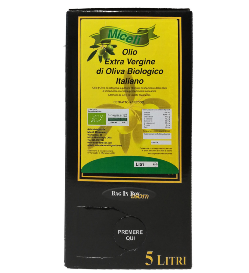 Olio Extravergine di Oliva Biologico 5 Litri Bag In Box - Annata 2023-2024